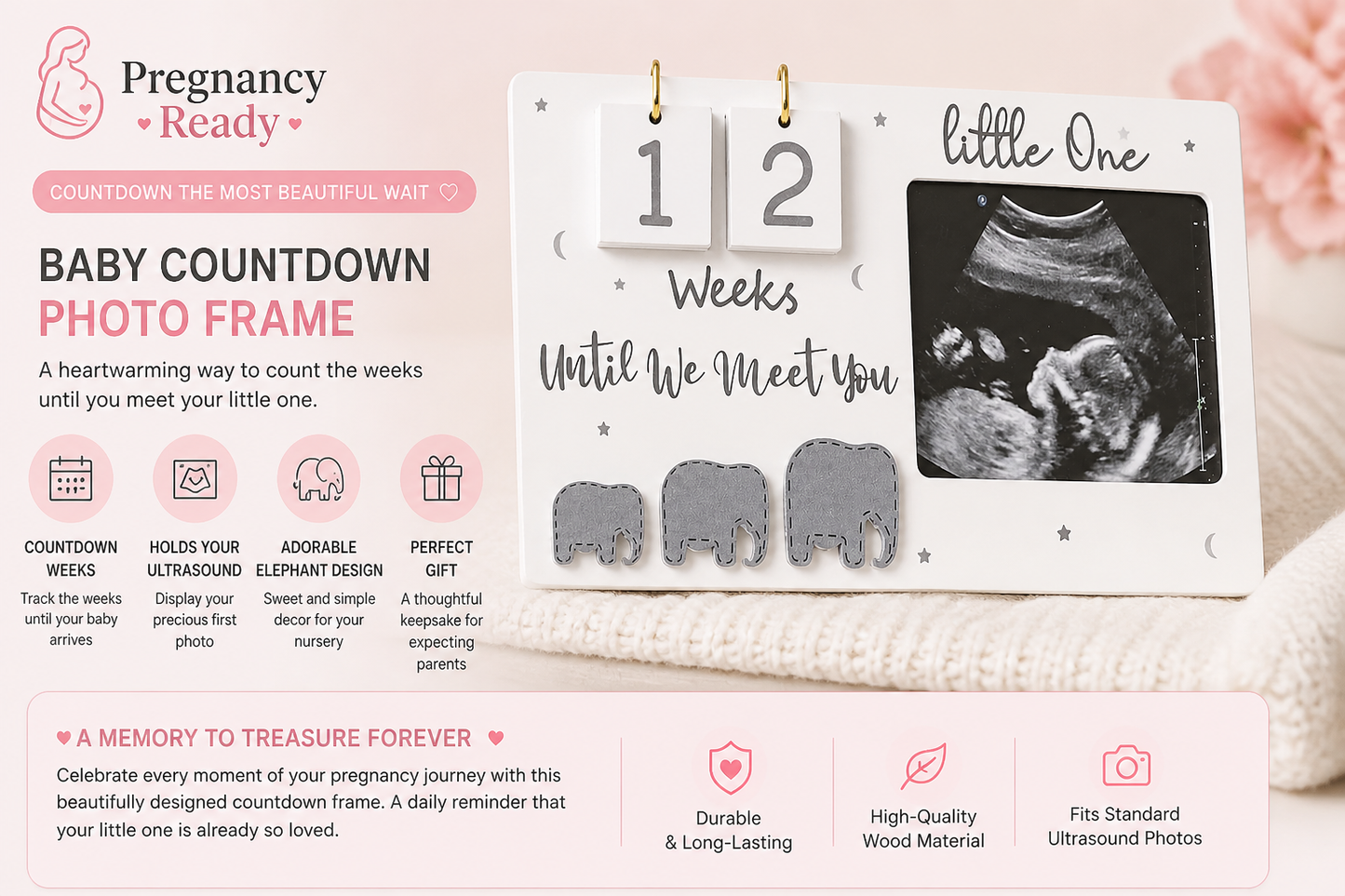 Wooden Photo Frame Baby Countdown Week Ultrasonic Photo Frame Ornament Pregnancy
